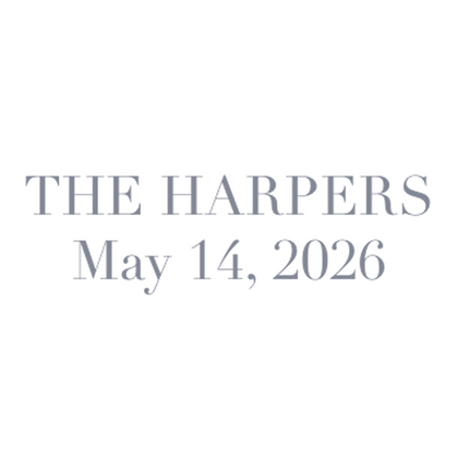 Double line Monogram Style example reading The Harpers and a date 