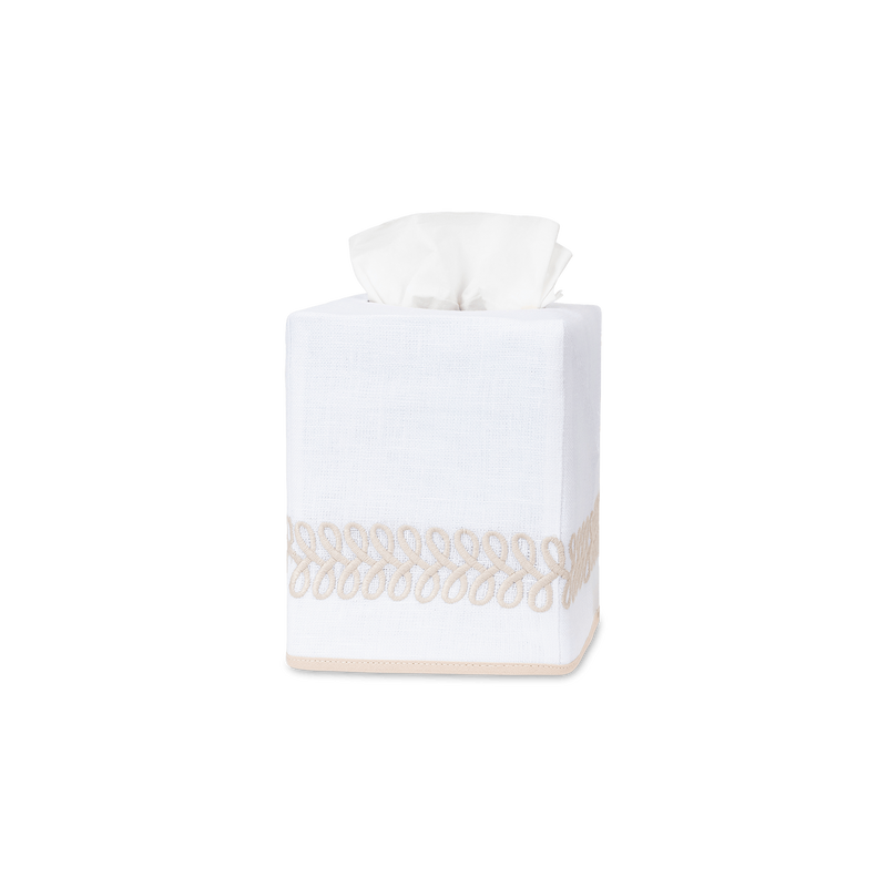 Astor Braid Tissue Box Cover in Dune - View 1