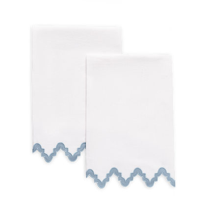 Hazy blue Aziza guest towels.