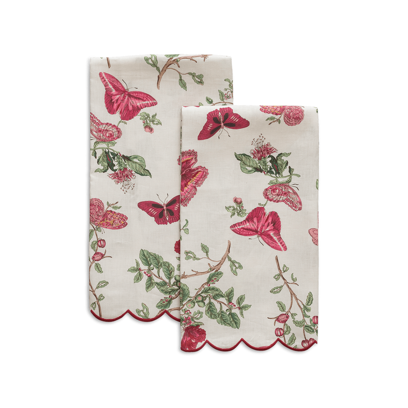 Baudin Butterfly Guest Towels - set of 2 in Ruby - View 1
