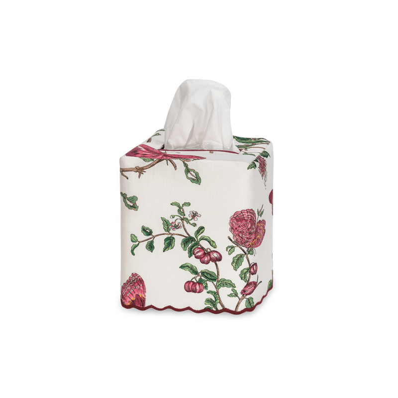 Baudin Butterfly Linen Tissue Box Cover in Ruby - View 1