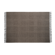 Hazelnut brown Benito wool throw with a windowpane check pattern.