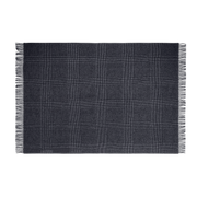 Charcoal black Benito wool throw with a windowpane check pattern.