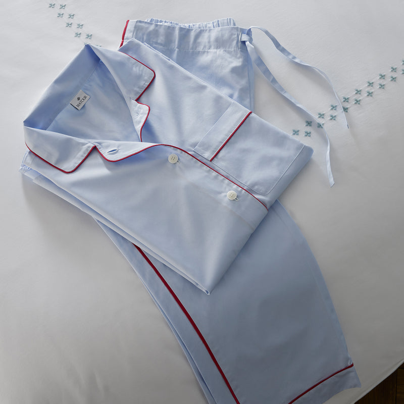 Milano Pajama Set in Sky &amp; Scarlet - View 2