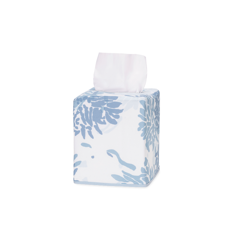 Chrysanthemum Tissue Box Cover in Blue - View 1
