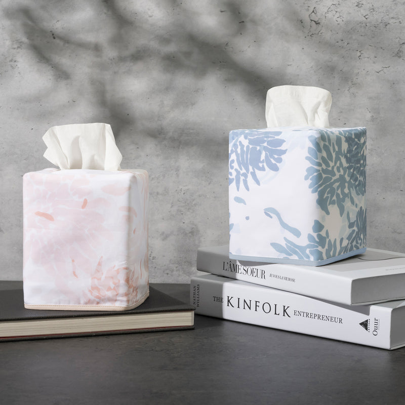 Chrysanthemum Tissue Box Cover in Blush - View 1