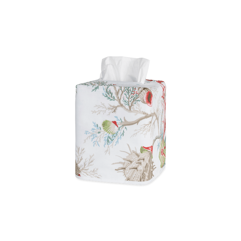 Del Tesoro Tissue Box Cover in Coral - View 1
