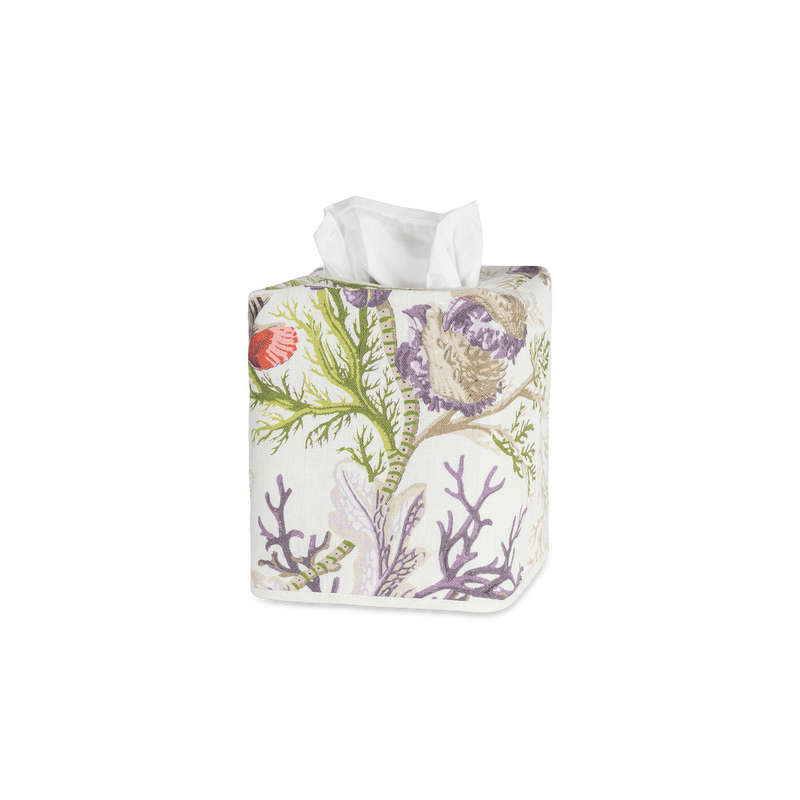 Del Tesoro Linen Tissue Box Cover in Sea Orchid - View 1