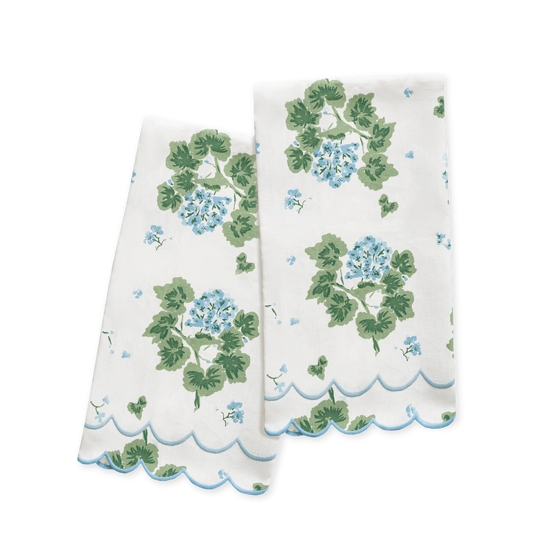 Geranium Linen Guest Towels - set of 2 in Blue - View 1