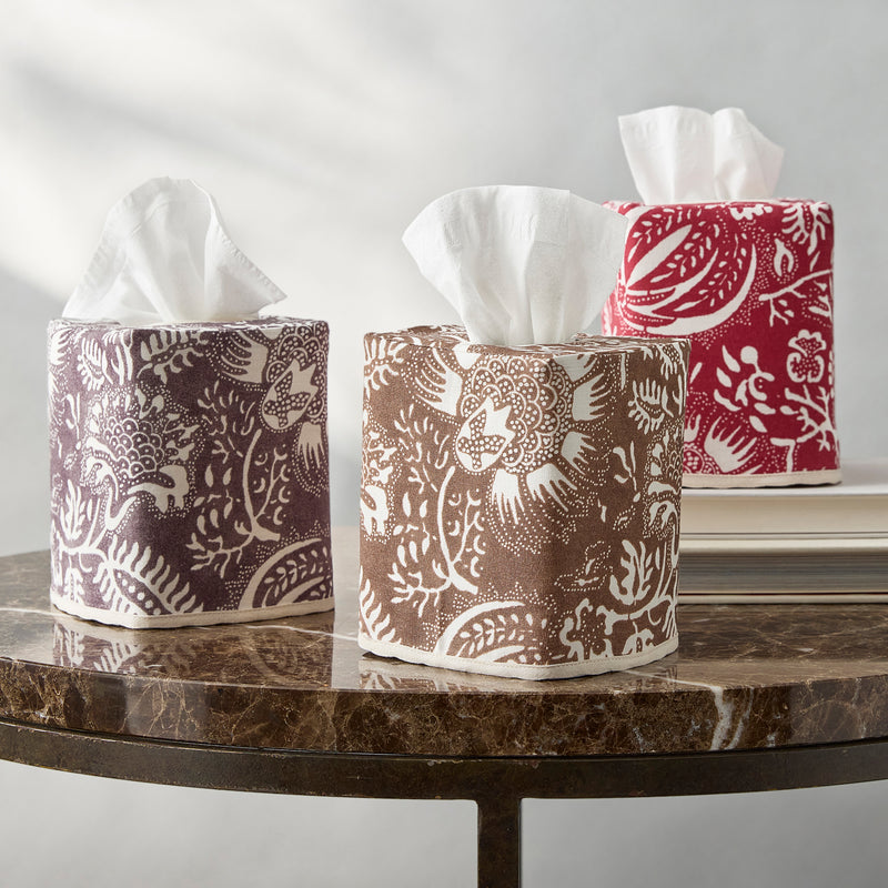 Granada Linen Tissue Box Cover in Chestnut - View 1