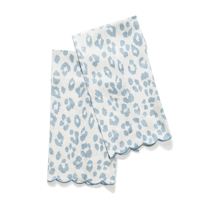 Iconic Leopard Guest Towels - set of 2 in Sky - View 1