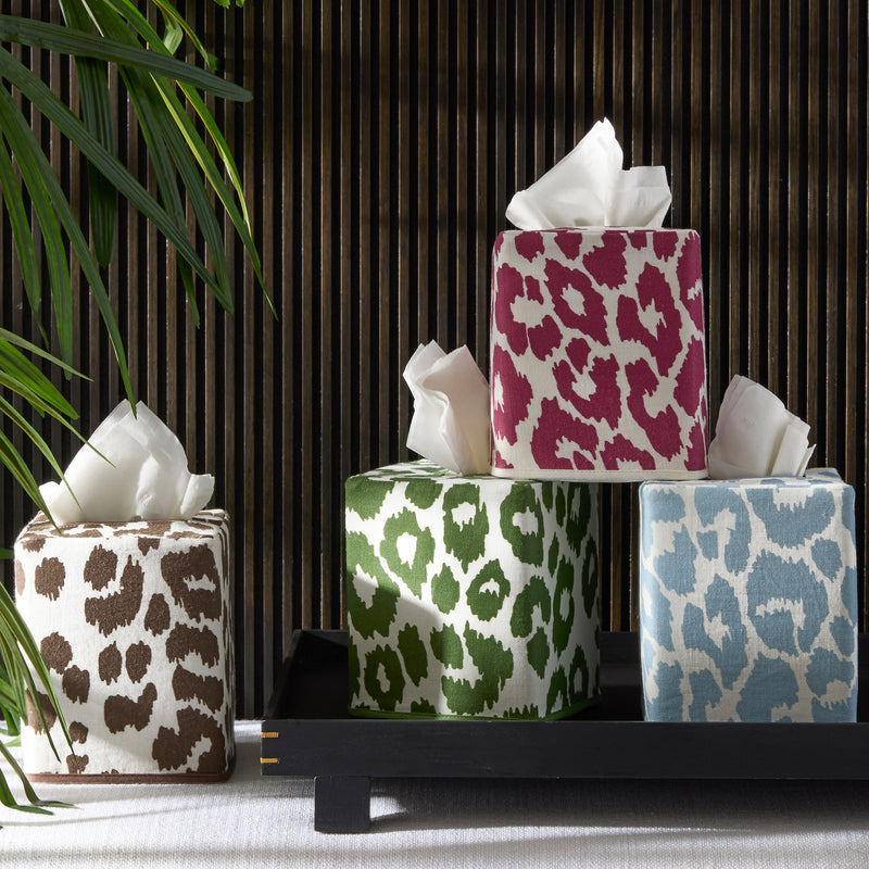 Iconic Leopard Tissue Box Cover in Sky - View 1