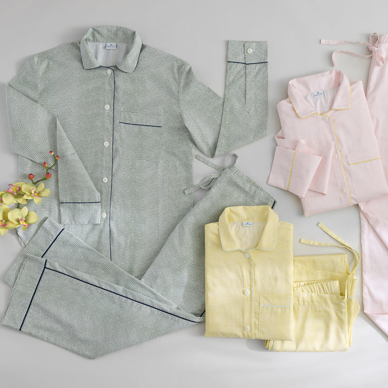 Jasper Pajama Set in Green &amp; Navy - View 1