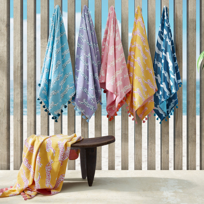 Leaping Leopard Beach Towel in Surf - View 2