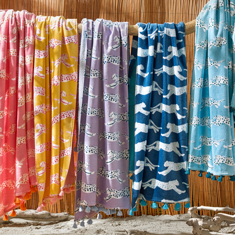 Leaping Leopard Beach Towel in Surf - View 1