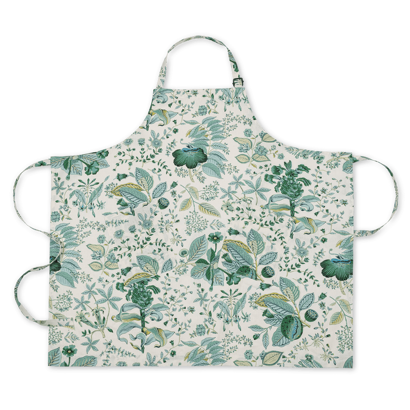 Linen Apron in Pomegranate Emerald - View 1