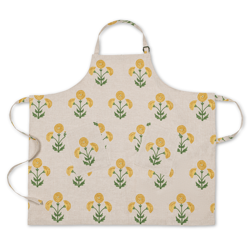 Linen Apron in Gisele Marigold Natural - View 1