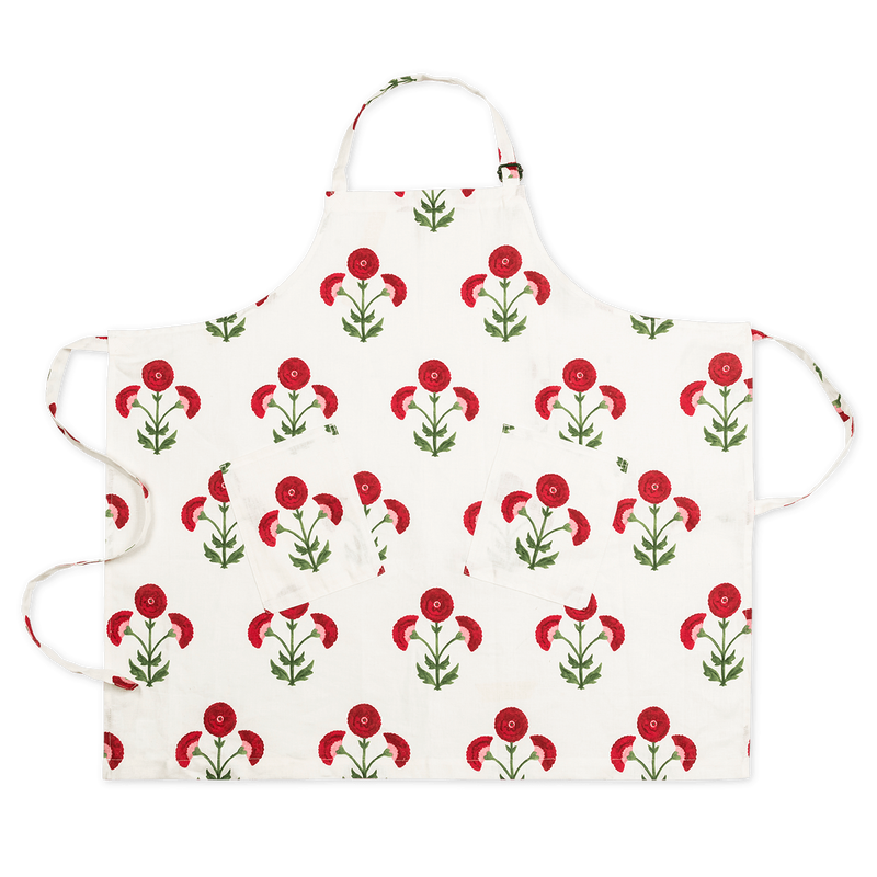 Linen Apron in Gisele Scarlet - View 1