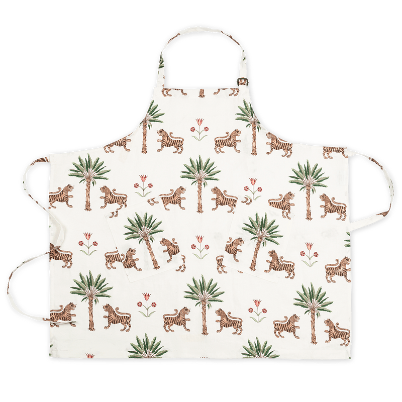 Linen Apron in Tiger Palm Tigereye - View 1
