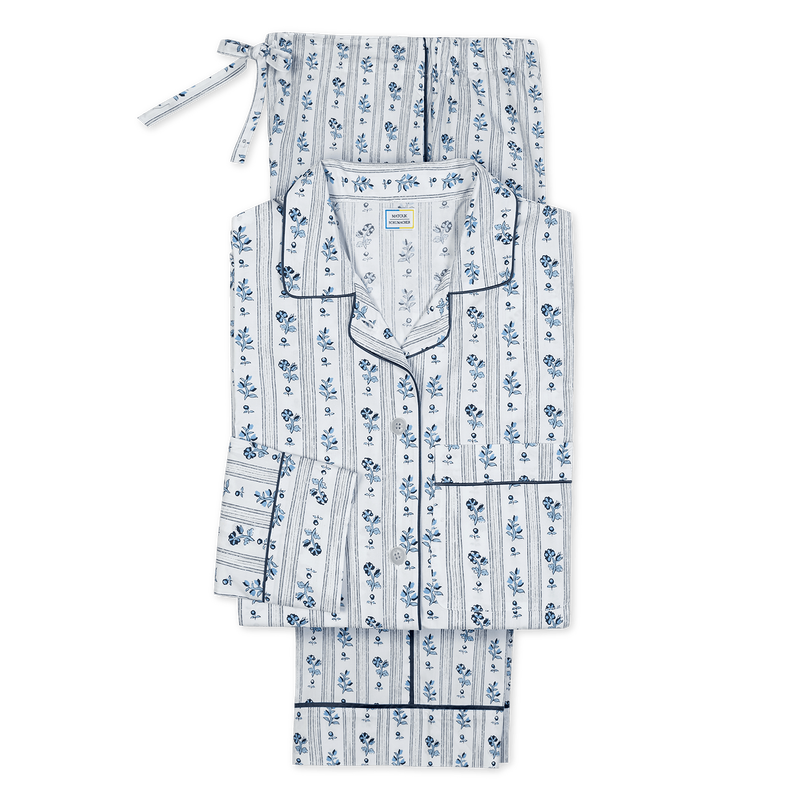 Luca Pajama Set in Cabanon Stripe Blue - View 1