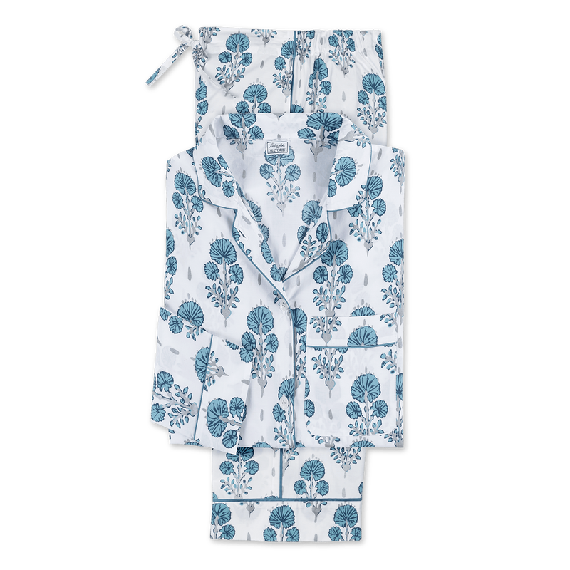 Luca Pajama Set in Joplin Mineral Blue - View 1