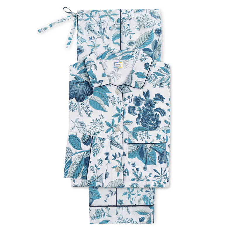 Luca Pajama Set in Pomegranate Prussian Blue - View 1