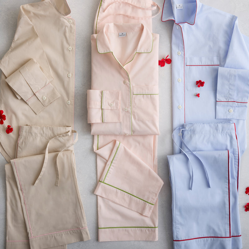 Milano Pajama Set in Sky &amp; Scarlet - View 1