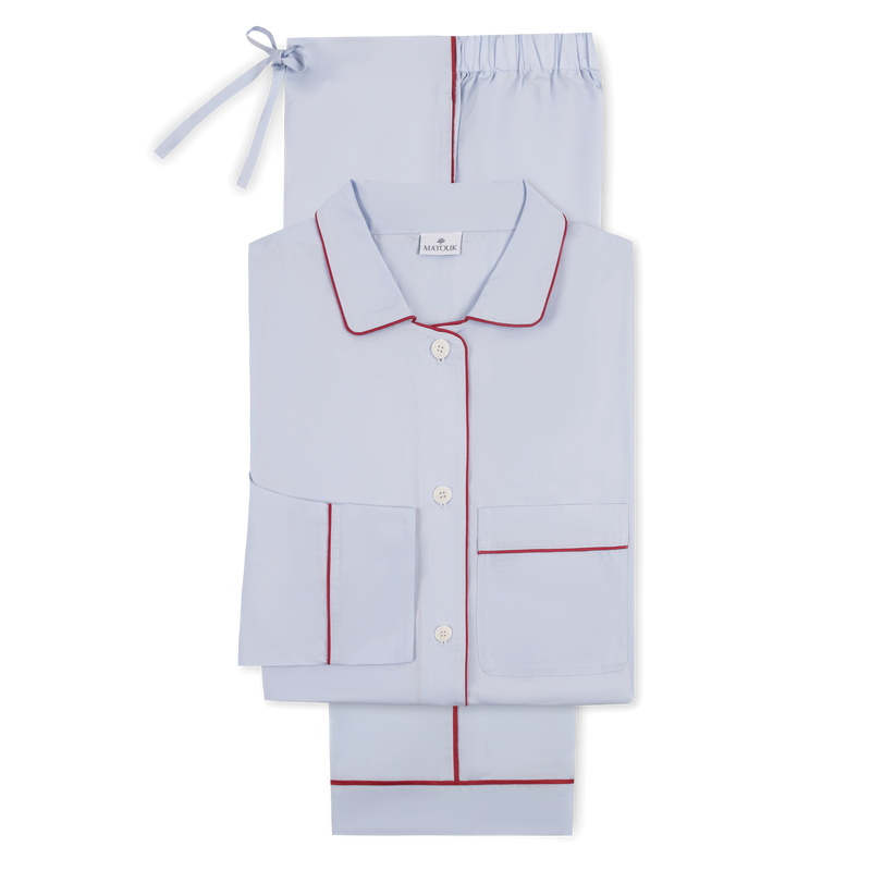 Milano Pajama Set in Sky &amp; Scarlet - View 1