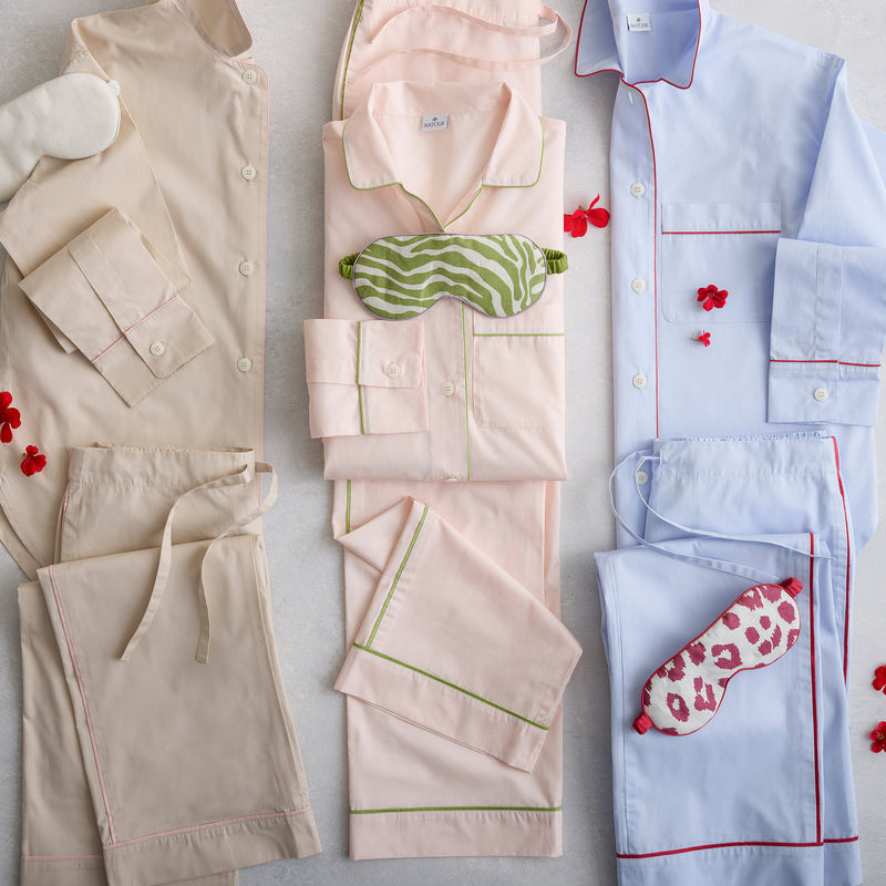 Milano Pajama Set in Sky &amp; Scarlet - View 4