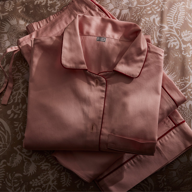 Nocturne Pajama Set in Pink &amp; Scarlet - View 2