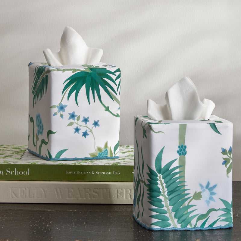Palmyra Tissue Box Cover in Emerald - View 1