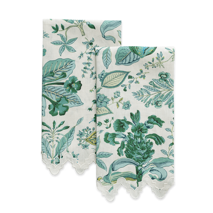 Pomegranate guest towel in green