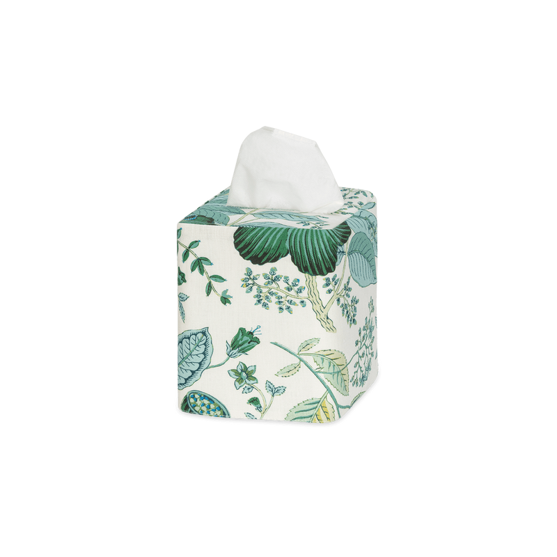 Pomegranate Linen Tissue Box Cover in Emerald - View 1