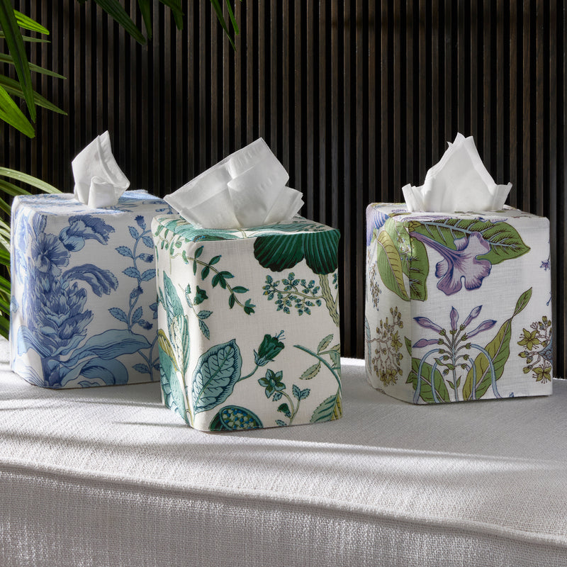 Pomegranate Linen Tissue Box Cover in Emerald - View 1