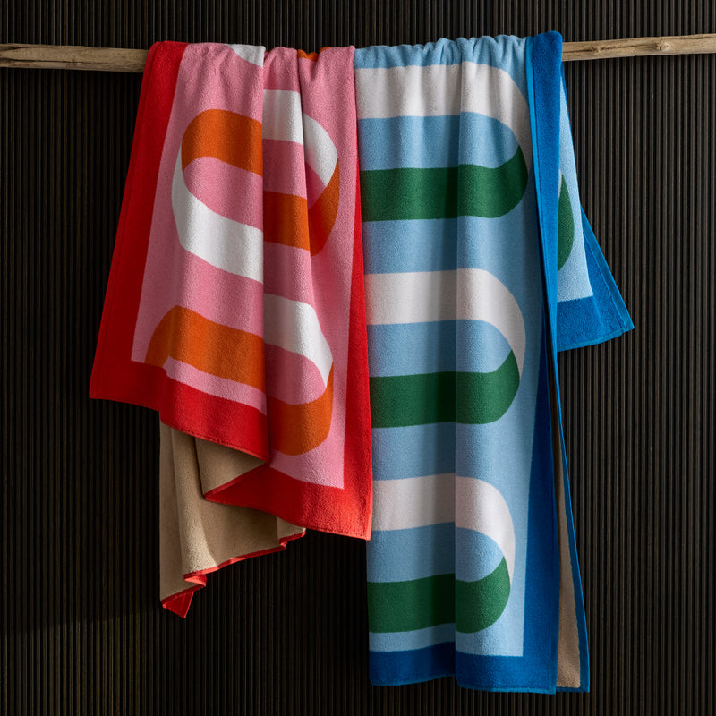 Ribbon Beach Towel in Flamingo - View 1