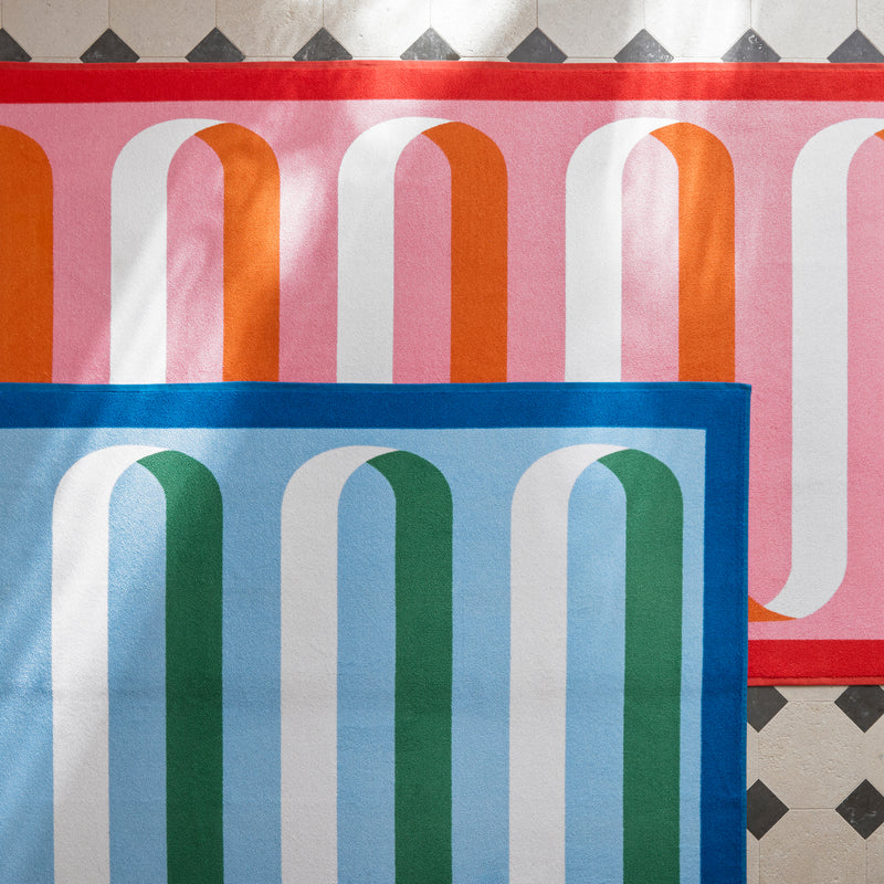 Ribbon Beach Towel in Flamingo - View 2