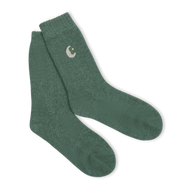 Jade green Starry Night cashmere sleeping socks with embroidered moon and star