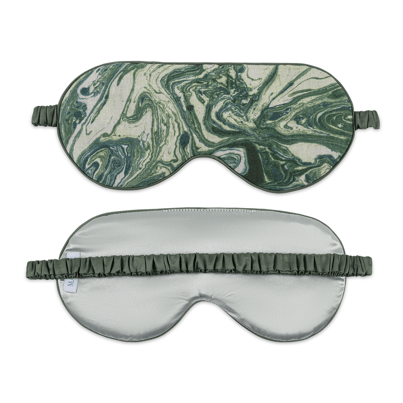 Valentina Linen Sleep Mask in Balthazar Emerald - View 1