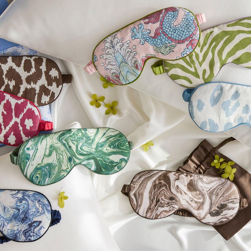 Valentina Linen Sleep Mask in Balthazar Lapis - View 1