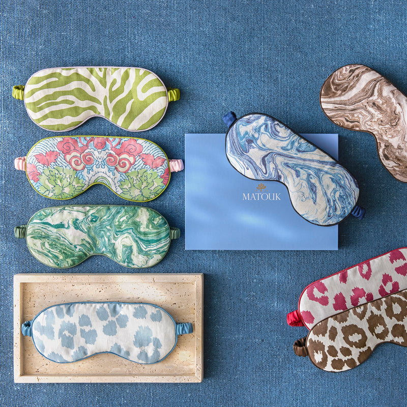 Valentina Linen Sleep Mask in Balthazar Lapis - View 2