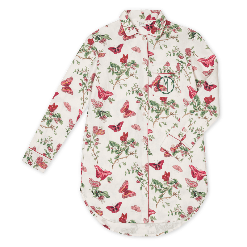 Valentina Linen Sleep Shirt in Ruby - View 1