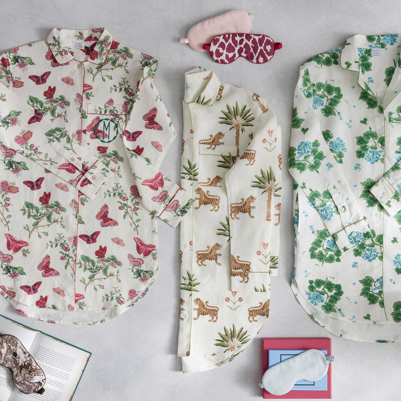 Valentina Linen Sleep Shirt in Ruby - View 1