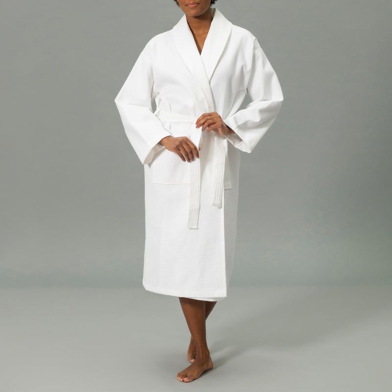 Waffle Robe in White - View 3