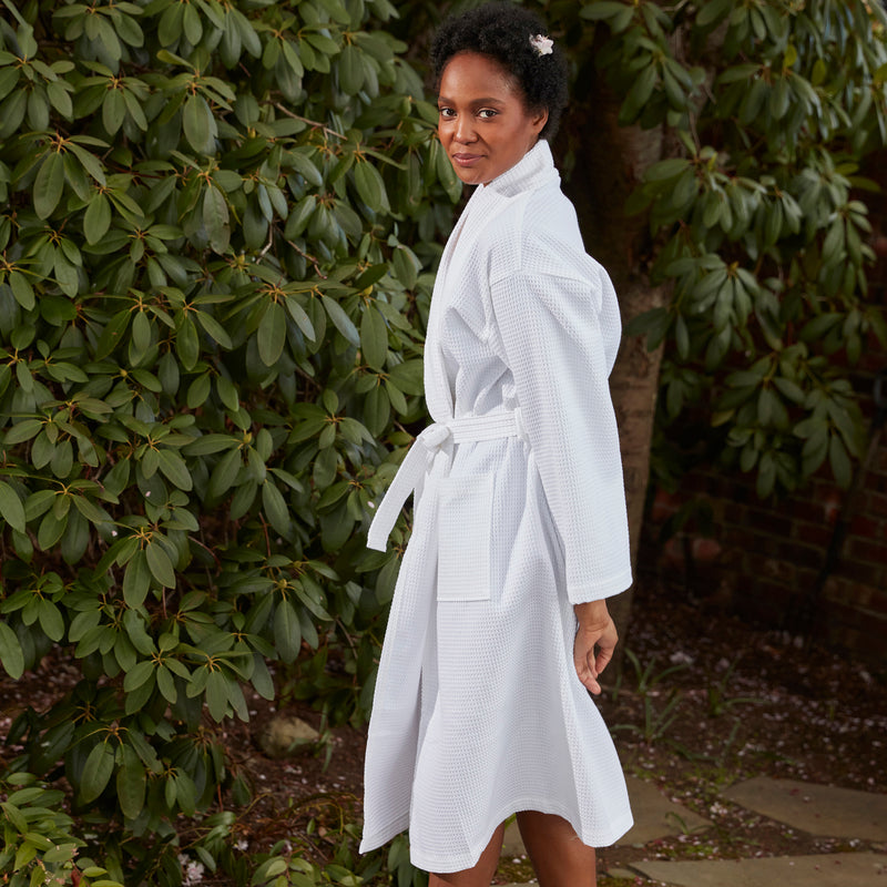 Waffle Robe in White - View 2
