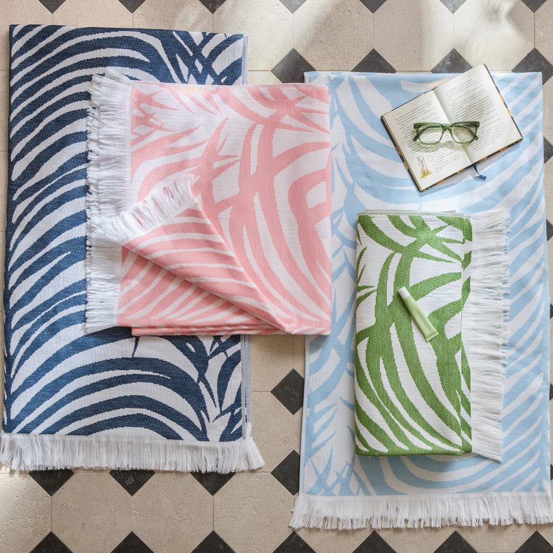 Zebra Palm Beach Towel in Pool Blue - View 1