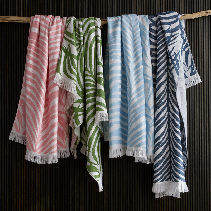 Zebra Palm Beach Towel in Pool Blue - View 2