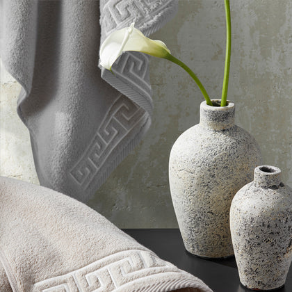 Adelphi geometric frame embroidered bath towels