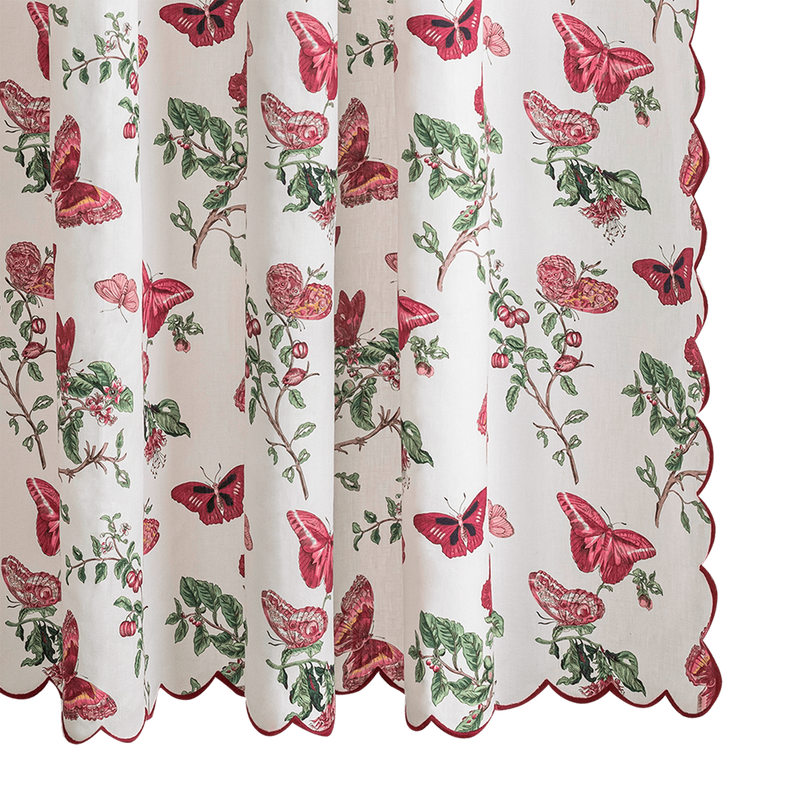 Baudin Butterfly Linen Shower Curtain in Ruby - View 1
