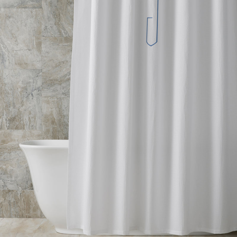 Belgian Waffle Shower Curtain in White - View 1