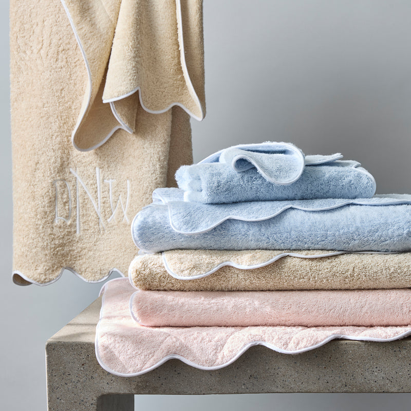 Cairo Scallop Towels in Light Blue - View 4